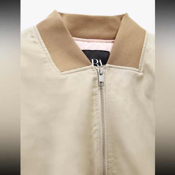 Zara Women's satin Champagne Bomber Jacket - Picture 9 of 11